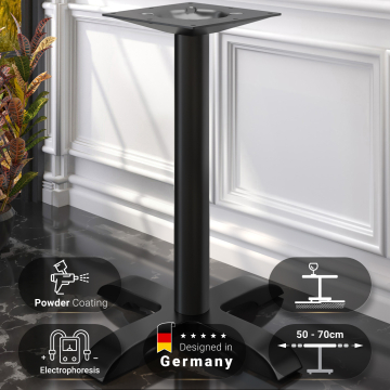 SAN.DIEGO | Soporte de mesa bistró | Negro | 4 pies: Ø 50 cm | Columna 7,6 x 105 cm