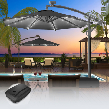 SUN LUCA | Parasol | Rund | Ø 300 cm | Zwart | LED | +Stand