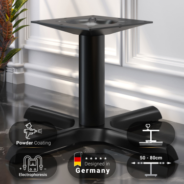 SAN.MARCO | Base per tavolo da lounge | Nero | 4 piedi: Ø 57 cm | Colonna: 7,6 x 36 cm
