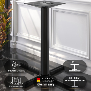 SAN.MARCO | Base tavoli alti | Alluminio nero | 4 piedi: 56 x 76 cm | Colonna 7,6 x 105 cm