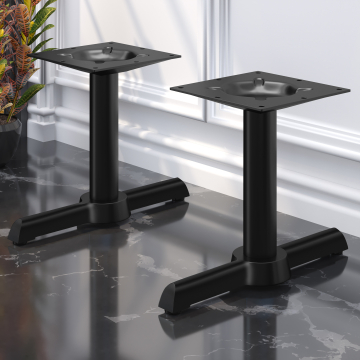 SAN.MARCO | Bistro Lounge Doppel Tischgestell | Alu Schwarz | 2 Fuß: 56 x 7 cm | Säule 7,6 x 36 cm