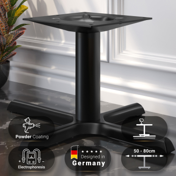 SAN.MARCO | Bistro Lounge Tischgestell | Schwarz | 4 Fuß: 56 x 76 cm | Säule: 7,6 x 36 cm