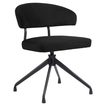 Sara | Sedia da hotel | Nero | Velluto | Base girevole | Telaio nero