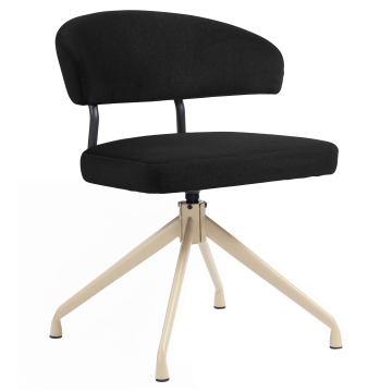 Sara | Silla de hotel | Negra | Terciopelo | Base giratoria | Estructura blanca