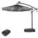 SUN LUCA | Parasoll | Runt | Ø 300 cm | Svart | LED | +Stativ