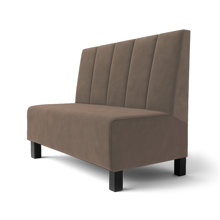 Schmidt F | Restaurantbank | B:H 160 x 120 cm | Taupe | Diep gestreept | Fluweel