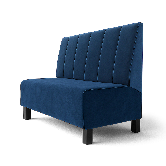 Schmidt F | Gastrobank | B:H 100 x 100 cm | Blau | Gestreift Doppelnaht | Samt