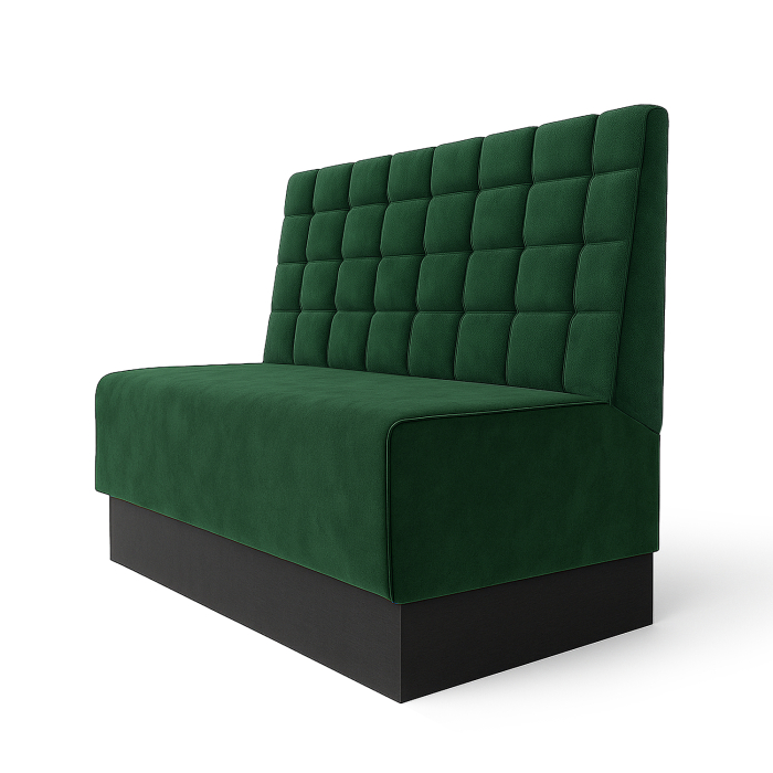 Schmidt S | Restaurant bench | W:H 120 x 100 cm | Dark green | Blocks | Velvet