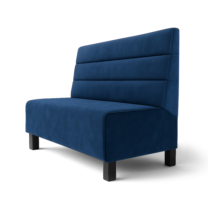 Schmidt F | Banco de restaurante | An:Al 60 x 100 cm | Azul | Rayas horizontales | Terciopelo