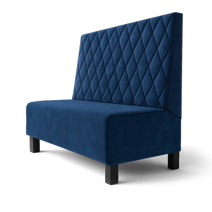 Schmidt F | Ławka restauracyjna | Szer.:wys. 60 x 100 cm | Niebieski | Wzór diamentowy | Aksamit
