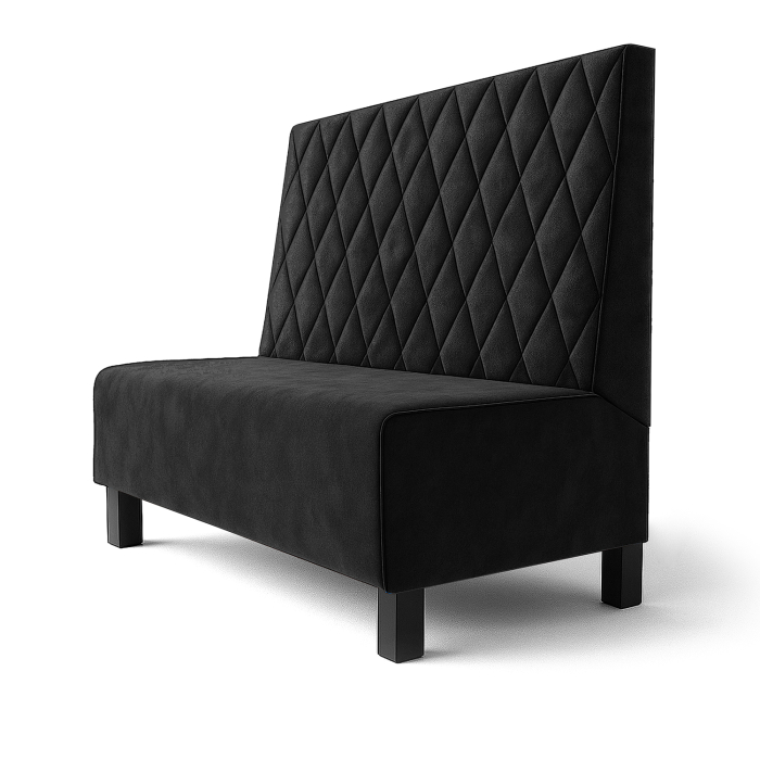 Schmidt F | Restaurantbænk | B:H 60 x 100 cm | Sort | Diamantmønster | Fløjl