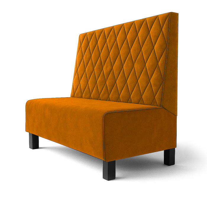 Schmidt F | Banquette de restaurant | L:H 60 x 120 cm | Orange | Motif losanges | Velours