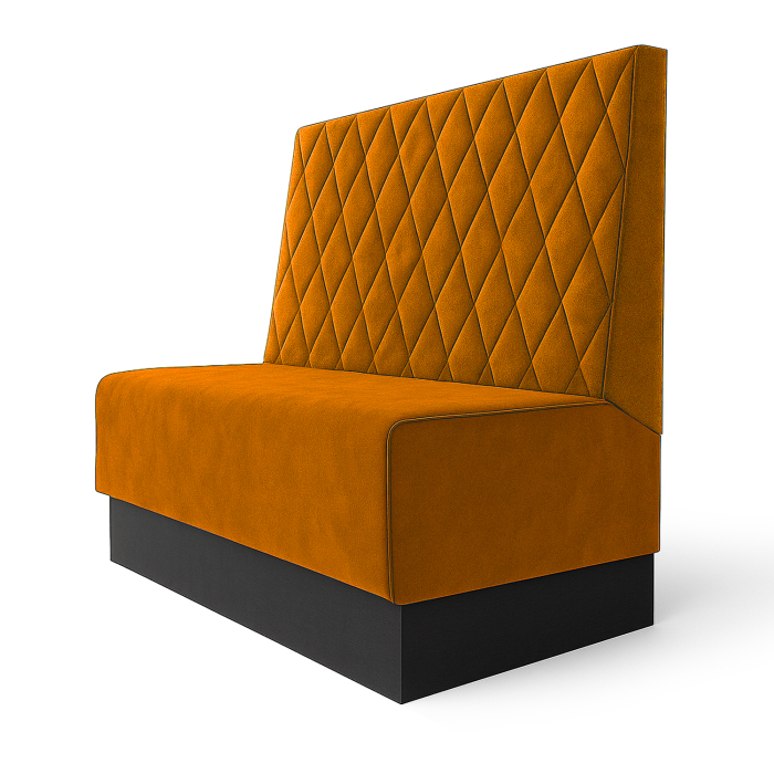 Schmidt S | Restaurangbänk | B:H 60 x 120 cm | Orange | Diamantmönster | Sammet