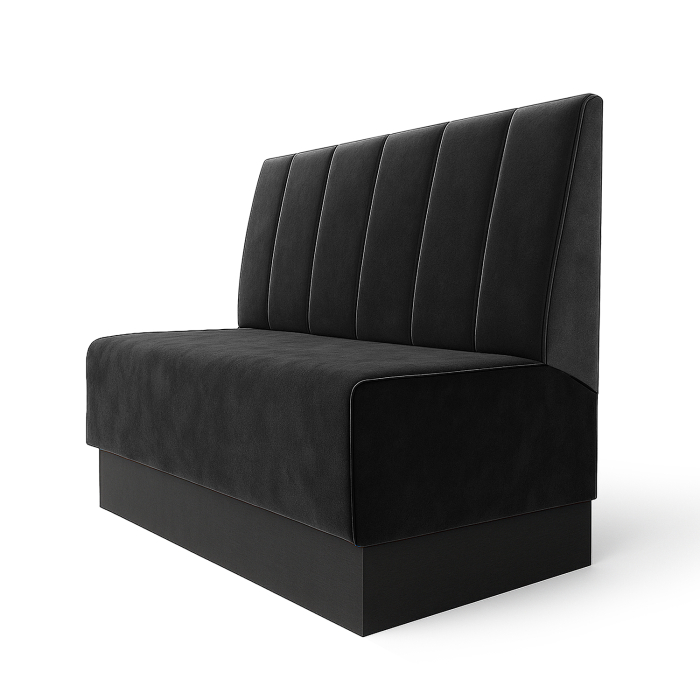 Schmidt S | Restaurantbænk | B:H 60 x 120 cm | Sort | Stribet, dobbeltsyet | Fløjl
