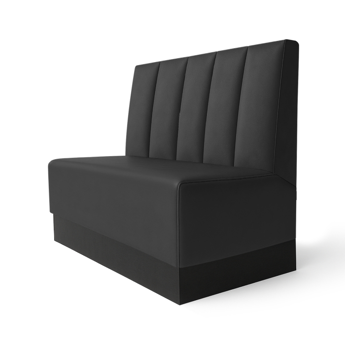Schmidt S | Restaurantbænk | B:H 60 x 120 cm | Sort | Dybstribet | Læder