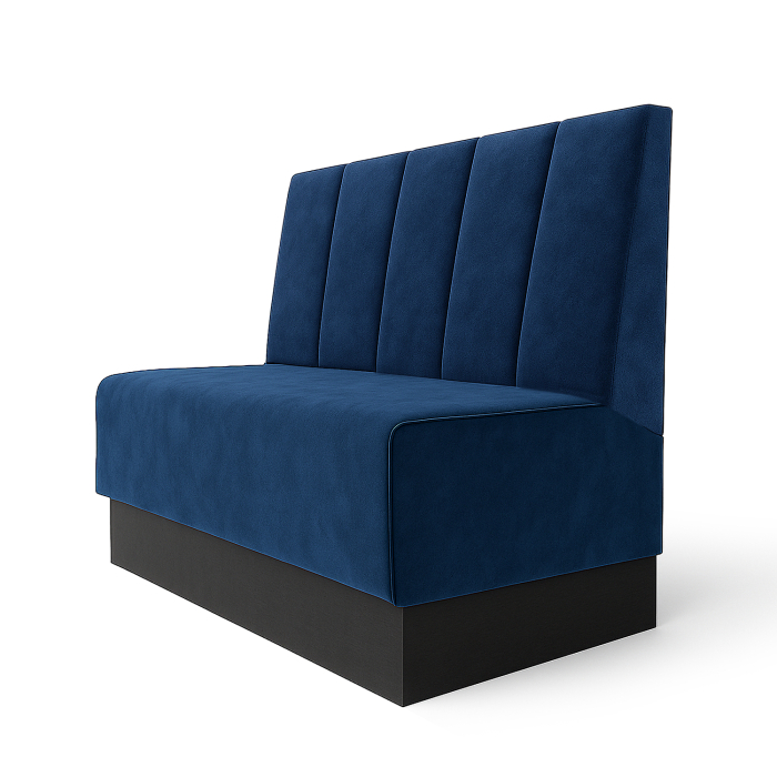Schmidt S | Restaurantbænk | B:H 60 x 90 cm | Blå | Dybstribet | Fløjl