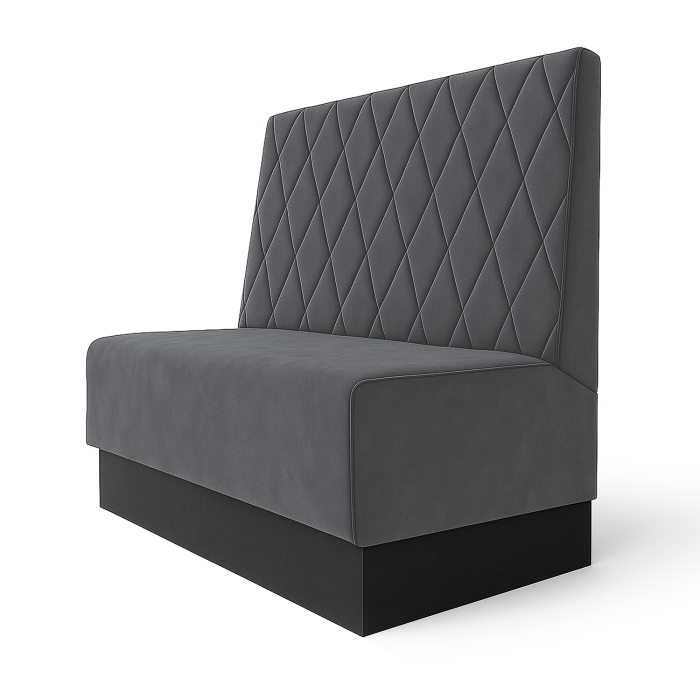 Schmidt S | Restaurantbænk | B:H 60 x 90 cm | Grå | Diamant | Fløjl