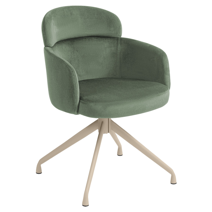 SELINA | Sedia da hotel | Velluto | Verde | Base girevole