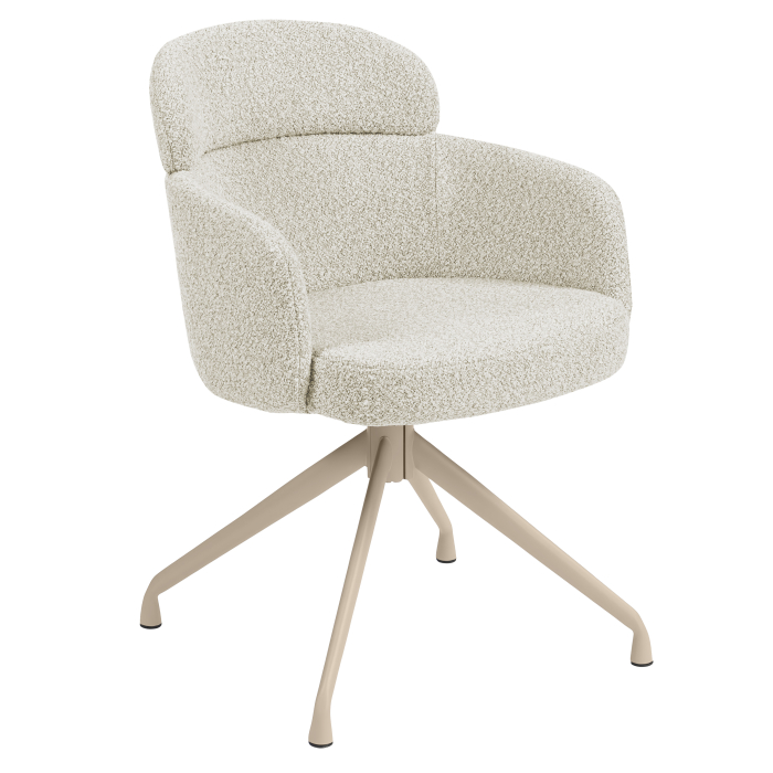 SELINA | Chaise d'hôtel | Tissu Teddy | Crème | Piètement pivotant