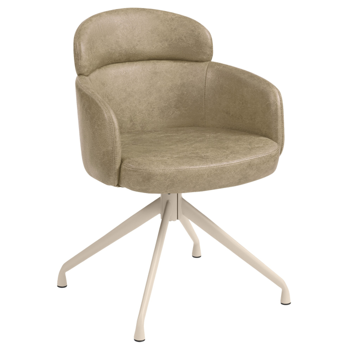 SELINA | Hotelstol | Læder | Beige | Drejebase