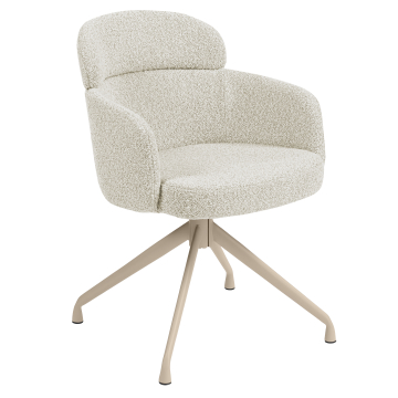 SELINA | Chaise d'hôtel | Tissu Teddy | Crème | Piètement pivotant