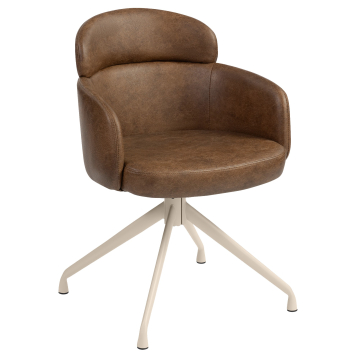 SELINA | Hotellstol | Skinn | Brun | Svingbar base