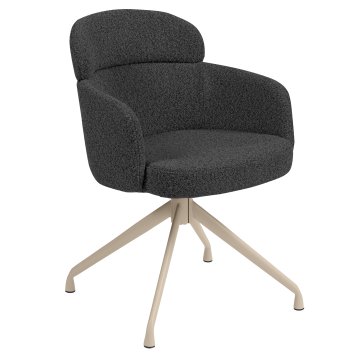 SELINA | Silla de hotel | Tela Teddy | Verde oscuro | Base giratoria