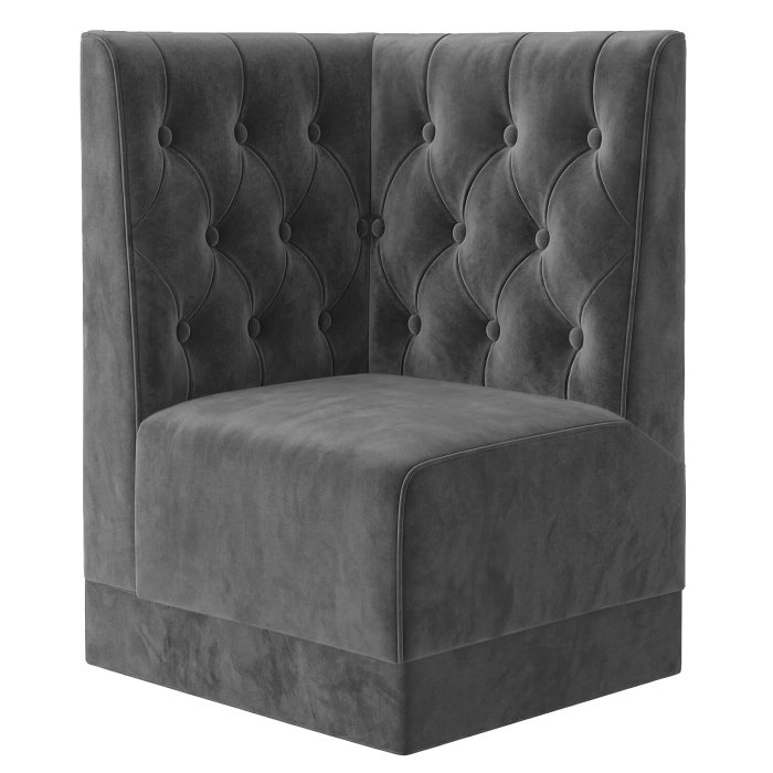 Meyer S | Gastro Eckbank | B:H 64 x 100 cm | Grau | Chesterfield | Samt