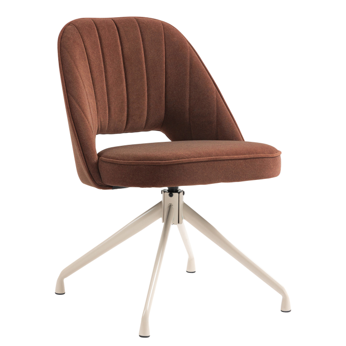 Sophie | Silla de hotel | Bronce rojo | Terciopelo | Base giratoria | Estructura blanca