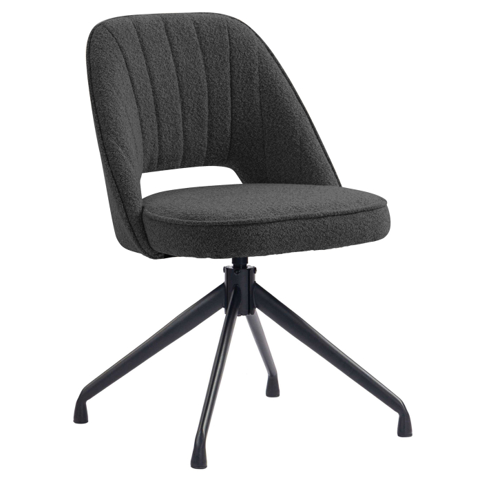 Sophie | Hotel Chair | Dark Grey | Teddy Fabric | Swivel Base