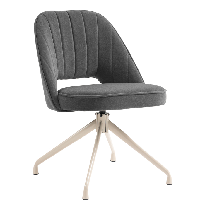 Sophie | Silla de hotel | Gris | Terciopelo | Base giratoria | Estructura blanca