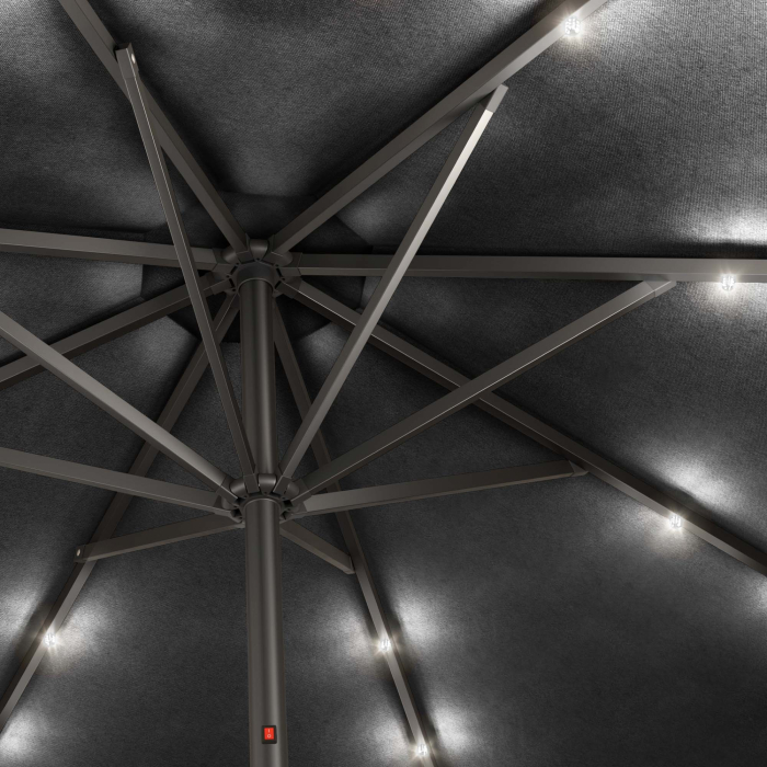 SUN MARINO | Parasoll | Runt | Ø 300 cm | Svart | LED | + stativ & skydd SUN MARINO | Parasoll | Runt | Ø 300 cm | Svart | LED | + stativ & skydd