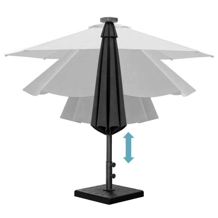 SUN MARINO | Parasoll | Runt | Ø 300 cm | Svart | LED | + stativ & skydd SUN MARINO | Parasoll | Runt | Ø 300 cm | Svart | LED | + stativ & skydd