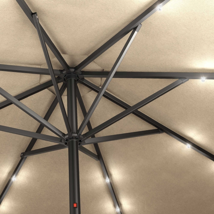 SUN MARINO | Parasoll | Runt | Ø 300 cm | Taupe | LED | + stativ & skydd SUN MARINO | Parasoll | Runt | Ø 300 cm | Taupe | LED | + stativ & skydd
