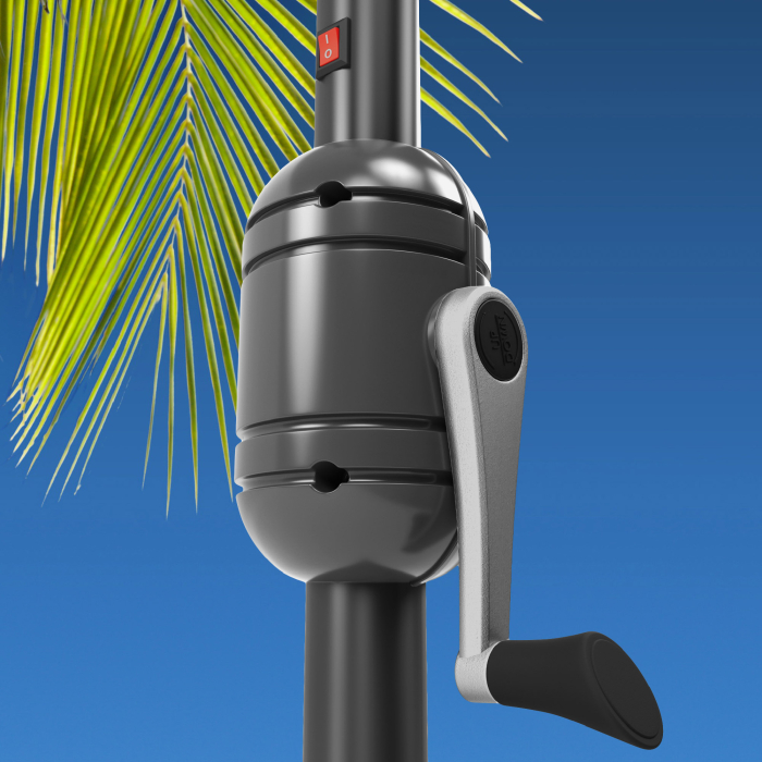SUN MARINO | Parasoll | Runt | Ø 300 cm | Taupe | LED | + stativ & skydd SUN MARINO | Parasoll | Runt | Ø 300 cm | Taupe | LED | + stativ & skydd