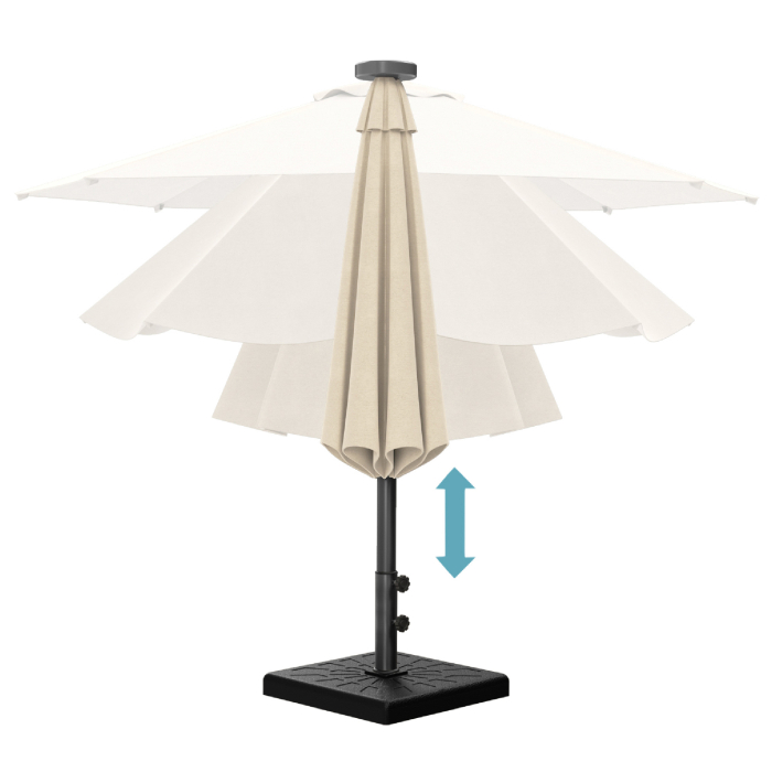 SUN MARINO | Parasoll | Runt | Ø 300 cm | Taupe | LED | + stativ & skydd SUN MARINO | Parasoll | Runt | Ø 300 cm | Taupe | LED | + stativ & skydd