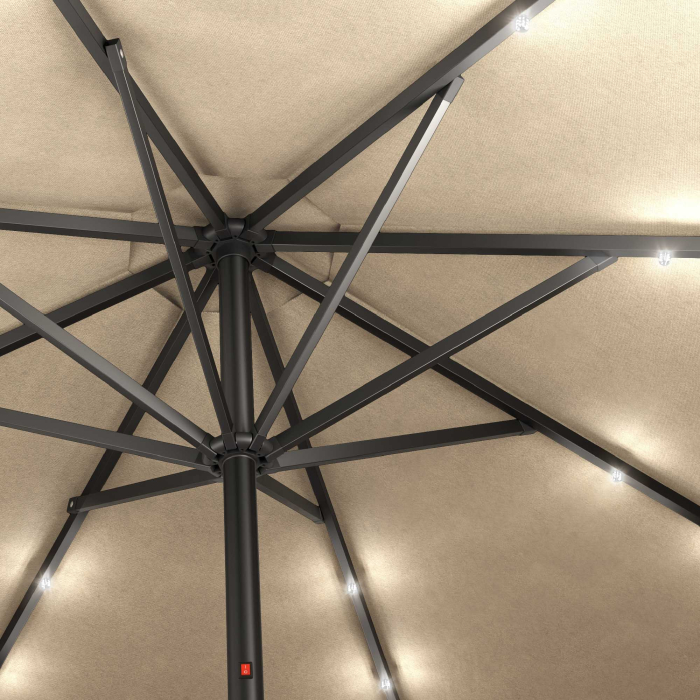 SUN MARINO | Parasoll | Runt | Ø 300 cm | Taupe | LED | +Stativ SUN MARINO | Parasoll | Runt | Ø 300 cm | Taupe | LED | +Stativ