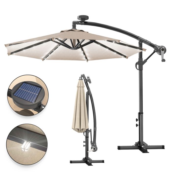 SUN LUCA | Parasoll | Runt | Ø 300 cm | Taupe | LED