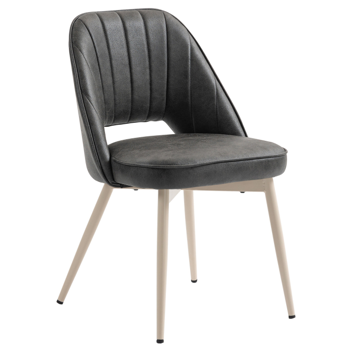 Sophie | Hotellstol | Svart | Skinn | Hvit ramme