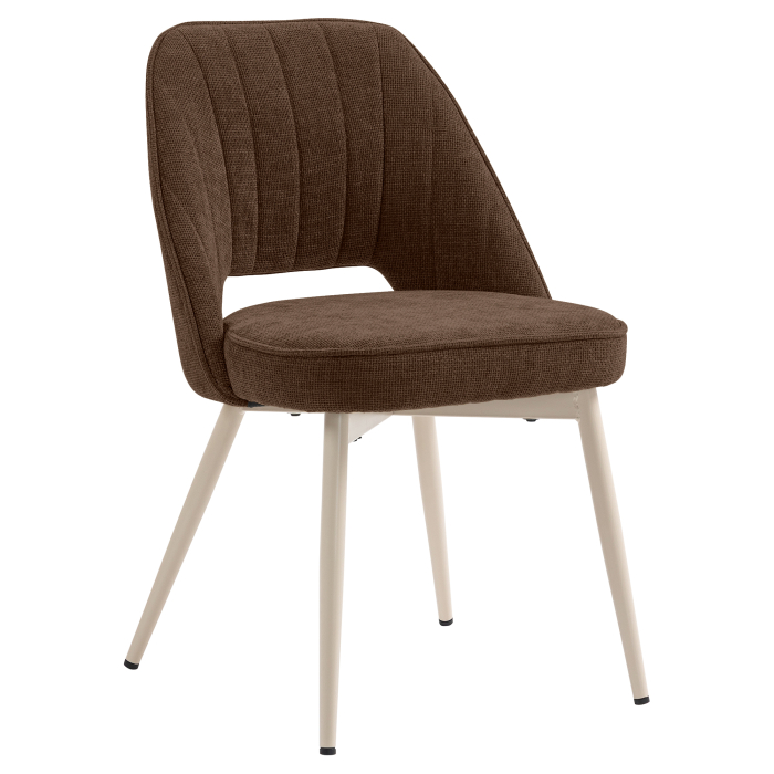 Sophie | Hotel Chair | Brown | Fabric/Textile | White Frame