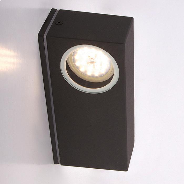 SORA LED utendørs vegglampe grå moderne opp & ned spotlight 2x7W 8x17cm IP44 3000K 1400lm 5000h