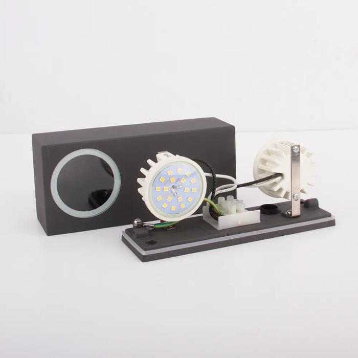 SORA LED utendørs vegglampe grå moderne opp & ned spotlight 2x7W 8x17cm IP44 3000K 1400lm 5000h