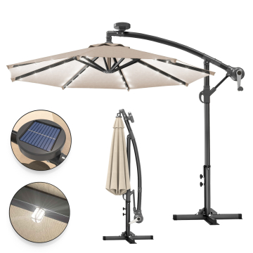 SUN LUCA | Parasoll | Runt | Ø 300 cm | Taupe | LED