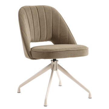 Sophie | Silla de hotel | Color topo | Terciopelo | Base giratoria | Estructura blanca