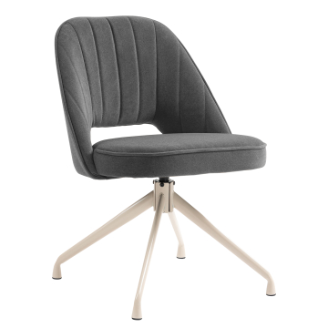 Sophie | Silla de hotel | Gris | Terciopelo | Base giratoria | Estructura blanca