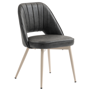 Sophie | Hotellstol | Svart | Skinn | Hvit ramme