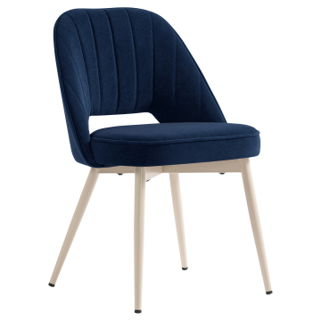 Sophie | Fauteuil d'hôtel | Bleu | Velours | Structure blanche