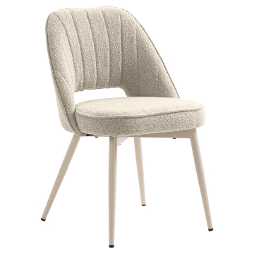 Sophie | Hotellstol | Beige | Teddystoff | Hvit ramme