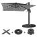 SUN LUIS | Parasol | Square | B:T 300 x 300 cm | Black | LED | +Stand & Swivel base