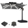 SUN PIETRO | Parasol | Square | B:T 300 x 300 cm | Black | LED | +Stand & Swivel base